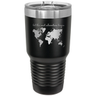 Laser etched black 30 oz vacuum insulated tumbler with 'Let the next adventure begin' design