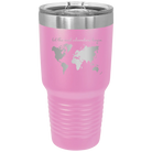 Laser etched light purple 30 oz vacuum insulated tumbler with 'Let the next adventure begin' design