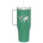 Laser etched forage 40 oz vacuum insulated tumbler mug with 'Let the next adventure begin' design