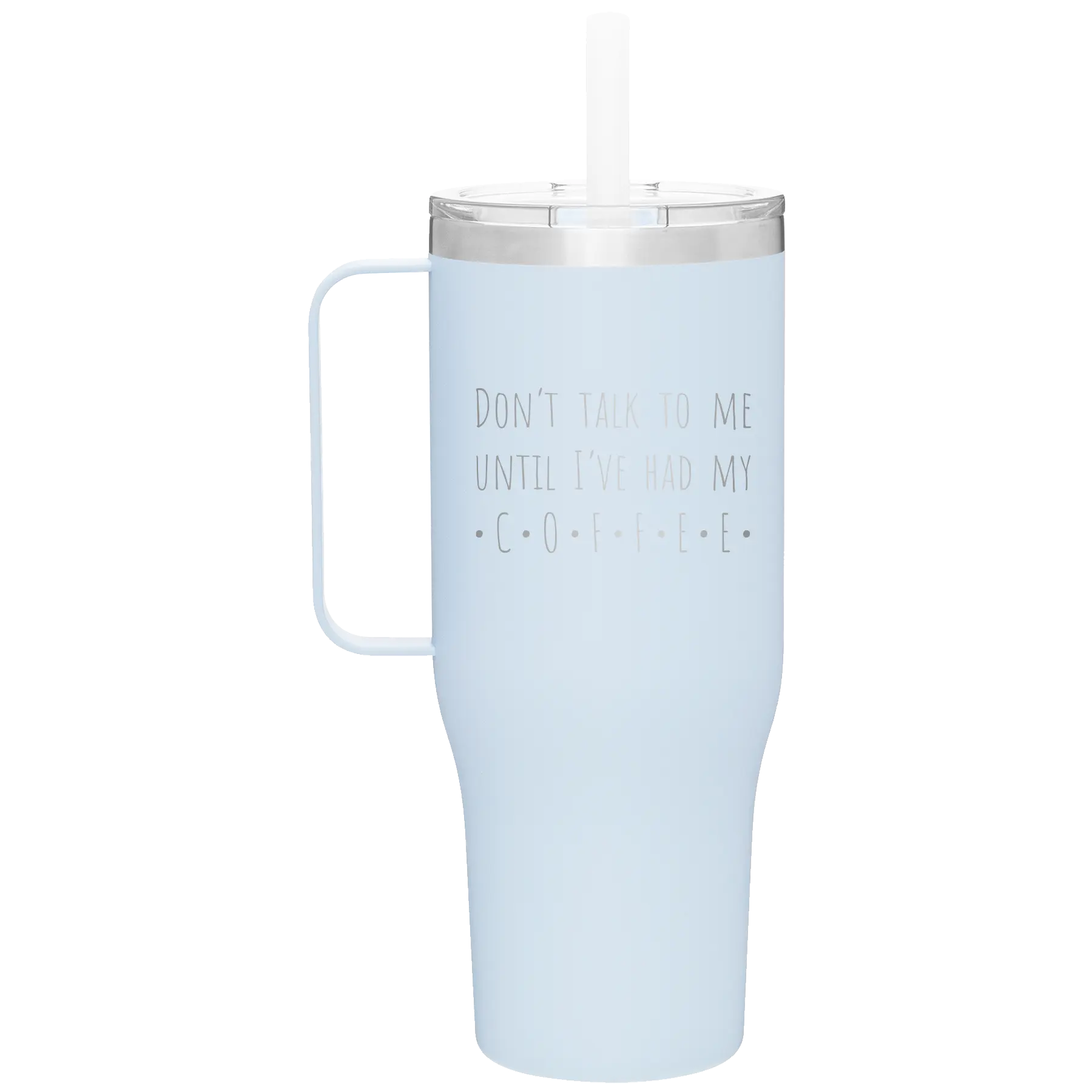 Laser etched landfall 40 oz vacuum insulated tumbler mug with 'Coffee Dont Talk' design
