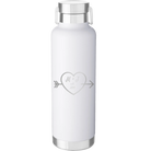 Personalized white 24 oz vacuum insulated water bottle with 'Heart with Arrow' design