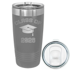 Personalized dark gray 20 oz vacuum insulated tumbler with 'Class of with Cap' design