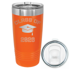 Personalized orange 20 oz vacuum insulated tumbler with 'Class of with Cap' design