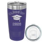 Personalized purple 20 oz vacuum insulated tumbler with 'Class of with Cap' design