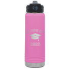 Personalized light purple 20 oz vacuum insulated water bottle with 'Class of with Cap' design