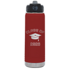 Personalized maroon 20 oz vacuum insulated water bottle with 'Class of with Cap' design
