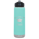 Personalized teal 20 oz vacuum insulated water bottle with 'Class of with Cap' design