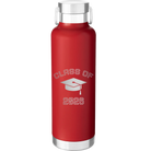 Personalized red 24 oz vacuum insulated water bottle with 'Class of with Cap' design