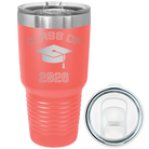 Personalized coral 30 oz vacuum insulated tumbler with 'Class of with Cap' design