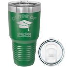 Personalized green 30 oz vacuum insulated tumbler with 'Class of with Cap' design