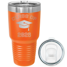 Personalized orange 30 oz vacuum insulated tumbler with 'Class of with Cap' design