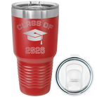Personalized red 30 oz vacuum insulated tumbler with 'Class of with Cap' design
