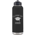 Personalized black 32 oz vacuum insulated water bottle with 'Class of with Cap' design