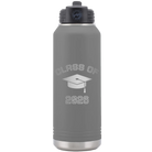Personalized dark gray 32 oz vacuum insulated water bottle with 'Class of with Cap' design