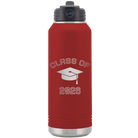 Personalized maroon 32 oz vacuum insulated water bottle with 'Class of with Cap' design