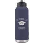 Personalized navy 32 oz vacuum insulated water bottle with 'Class of with Cap' design