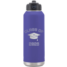 Personalized purple 32 oz vacuum insulated water bottle with 'Class of with Cap' design
