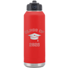 Personalized red 32 oz vacuum insulated water bottle with 'Class of with Cap' design