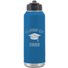 Personalized royal blue 32 oz vacuum insulated water bottle with 'Class of with Cap' design