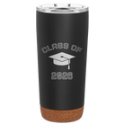 Laser etched black 20 oz vacuum insulated tumbler with 'Class of with Cap' design