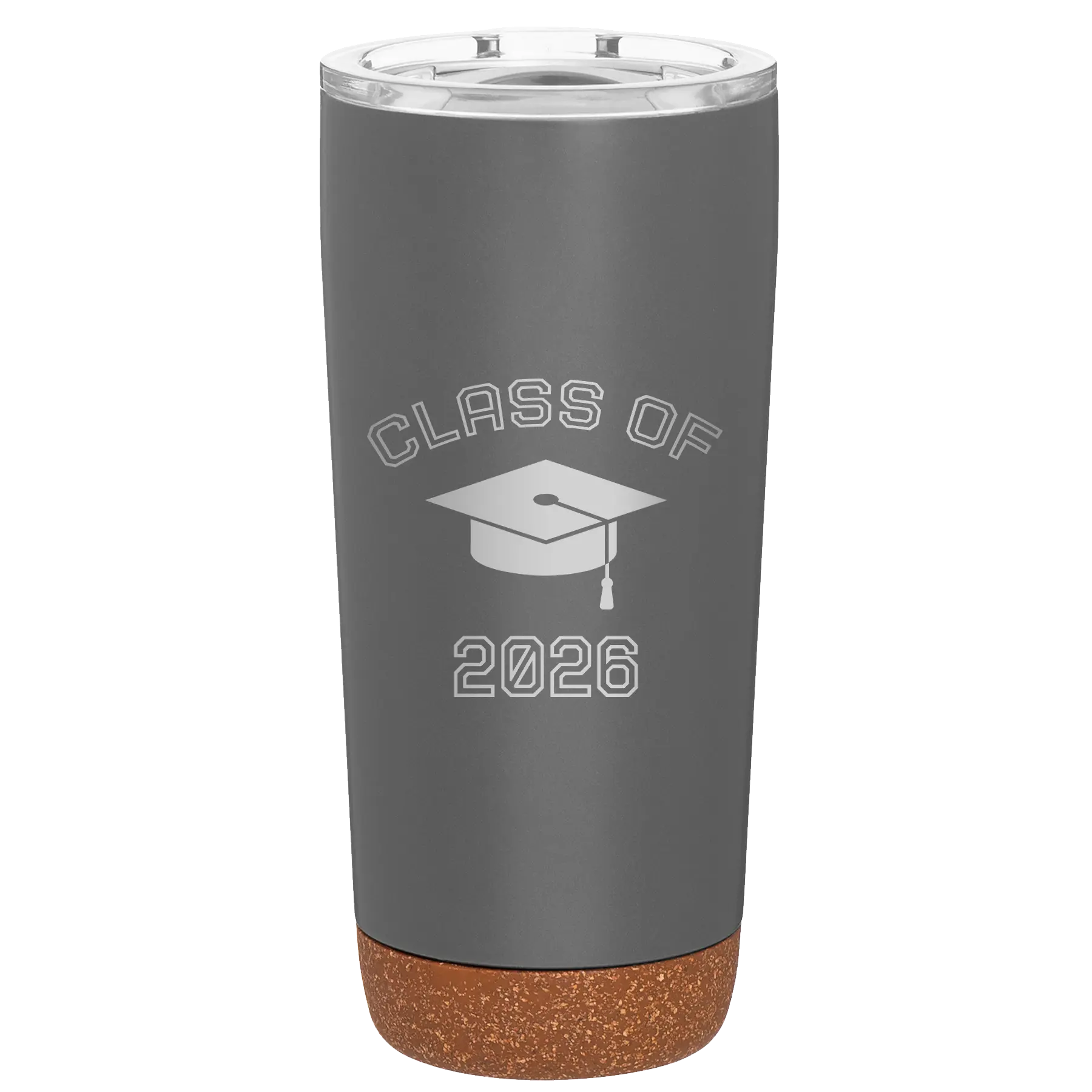 Personalized storm gray 20 oz vacuum insulated tumbler with 'Class of with Cap' design
