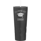 Personalized black 20 oz vacuum insulated tumbler with 'Class of with Cap' design
