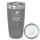 Personalized dark gray 20 oz vacuum insulated tumbler with 'Class of' design