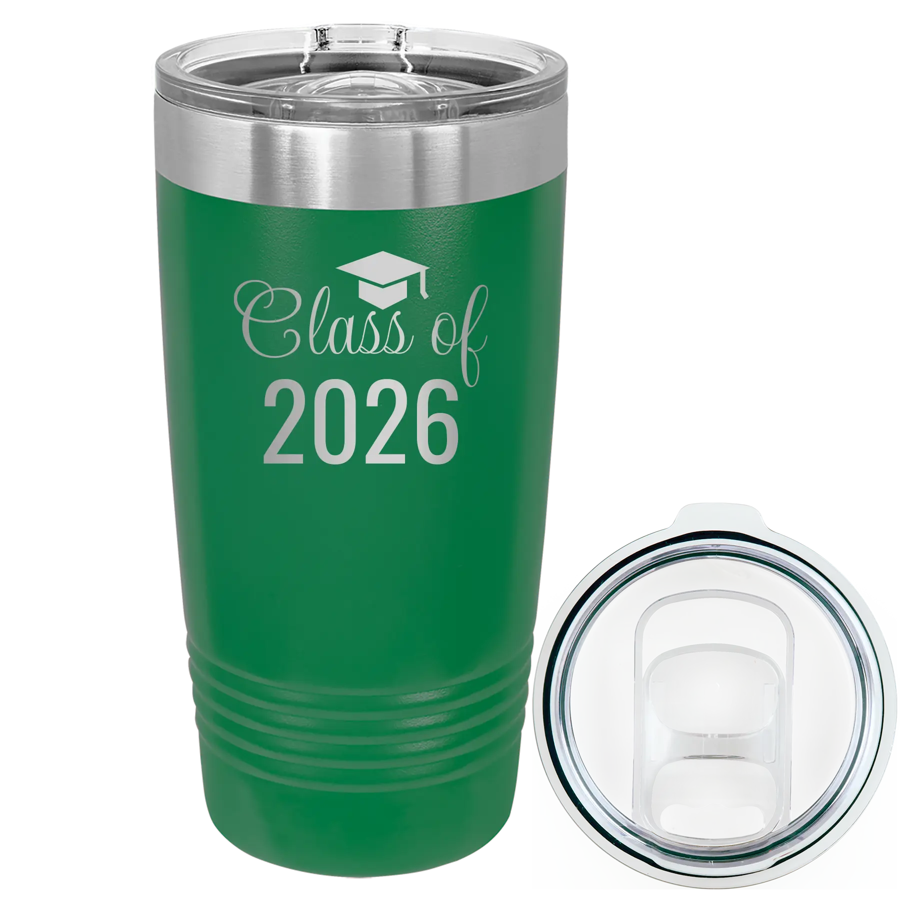 Personalized green 20 oz vacuum insulated tumbler with 'Class of' design