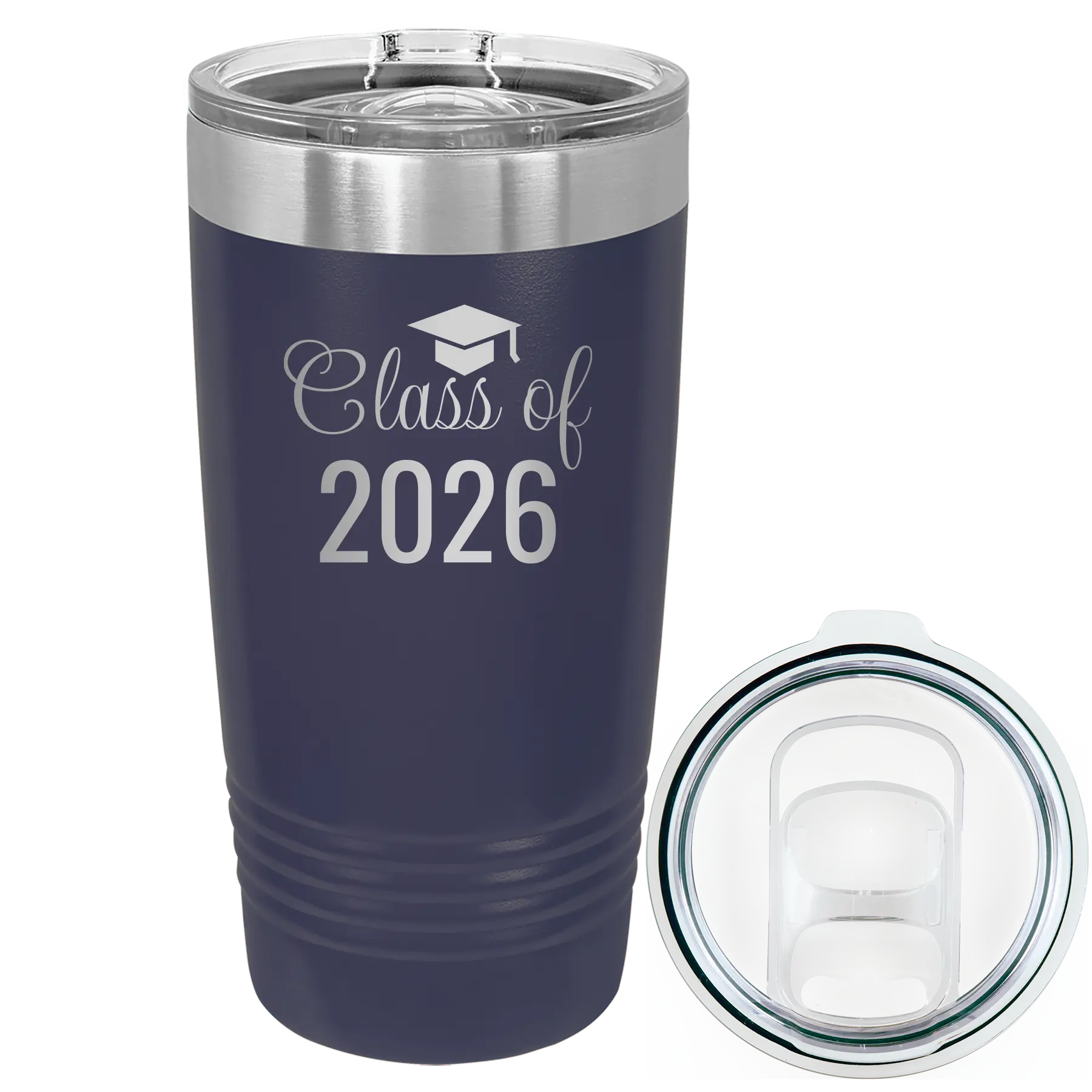 Personalized navy 20 oz vacuum insulated tumbler with 'Class of' design