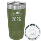 Personalized olive green 20 oz vacuum insulated tumbler with 'Class of' design