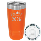 Personalized orange 20 oz vacuum insulated tumbler with 'Class of' design