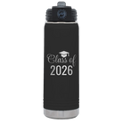Personalized black 20 oz vacuum insulated water bottle with 'Class of' design