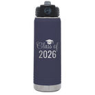 Personalized navy 20 oz vacuum insulated water bottle with 'Class of' design