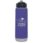 Personalized purple 20 oz vacuum insulated water bottle with 'Class of' design