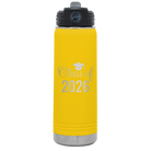 Personalized yellow 20 oz vacuum insulated water bottle with 'Class of' design