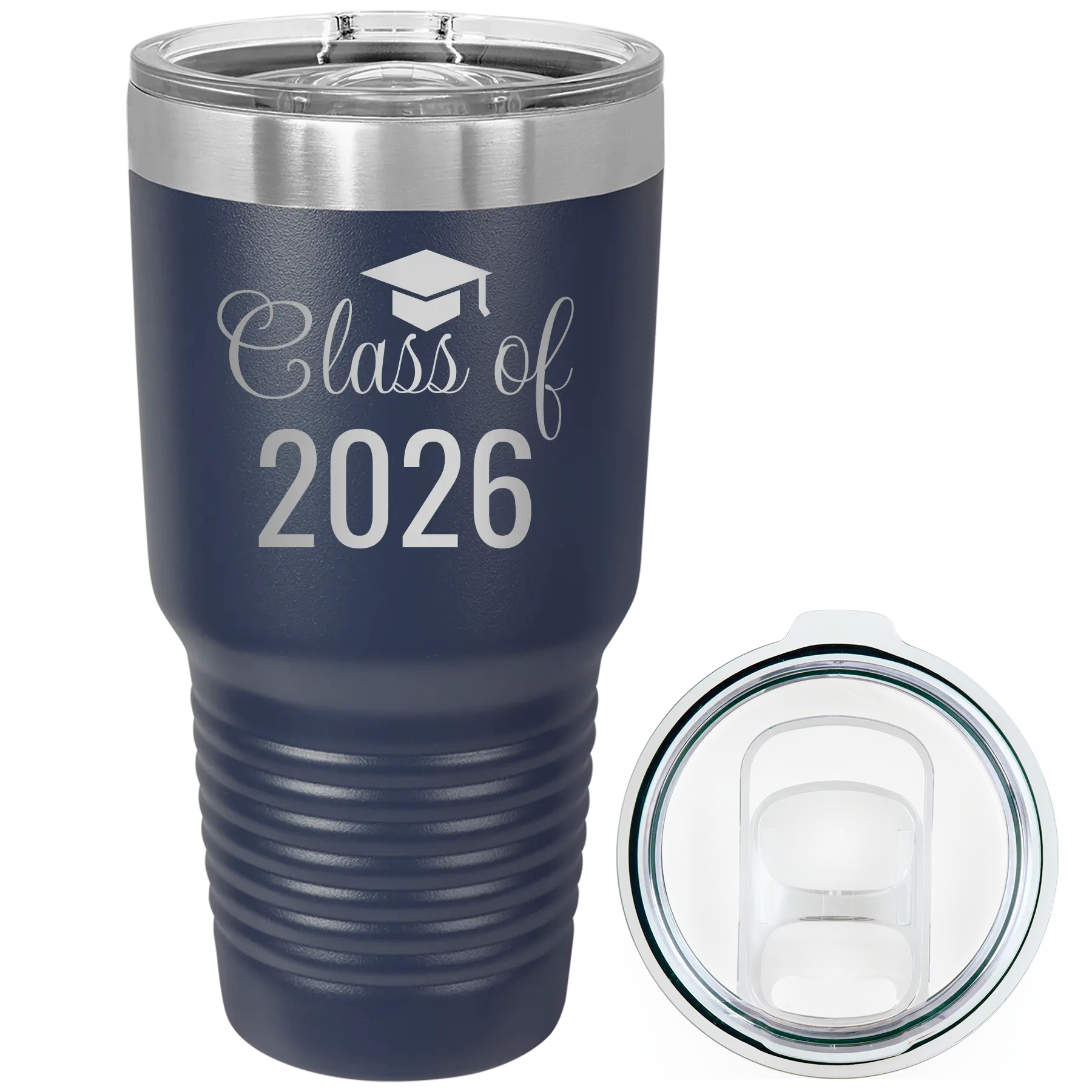 Personalized navy 30 oz vacuum insulated tumbler with 'Class of' design