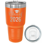 Personalized orange 30 oz vacuum insulated tumbler with 'Class of' design