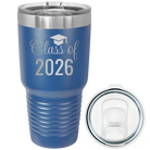 Personalized royal blue 30 oz vacuum insulated tumbler with 'Class of' design