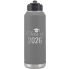 Personalized dark gray 32 oz vacuum insulated water bottle with 'Class of' design