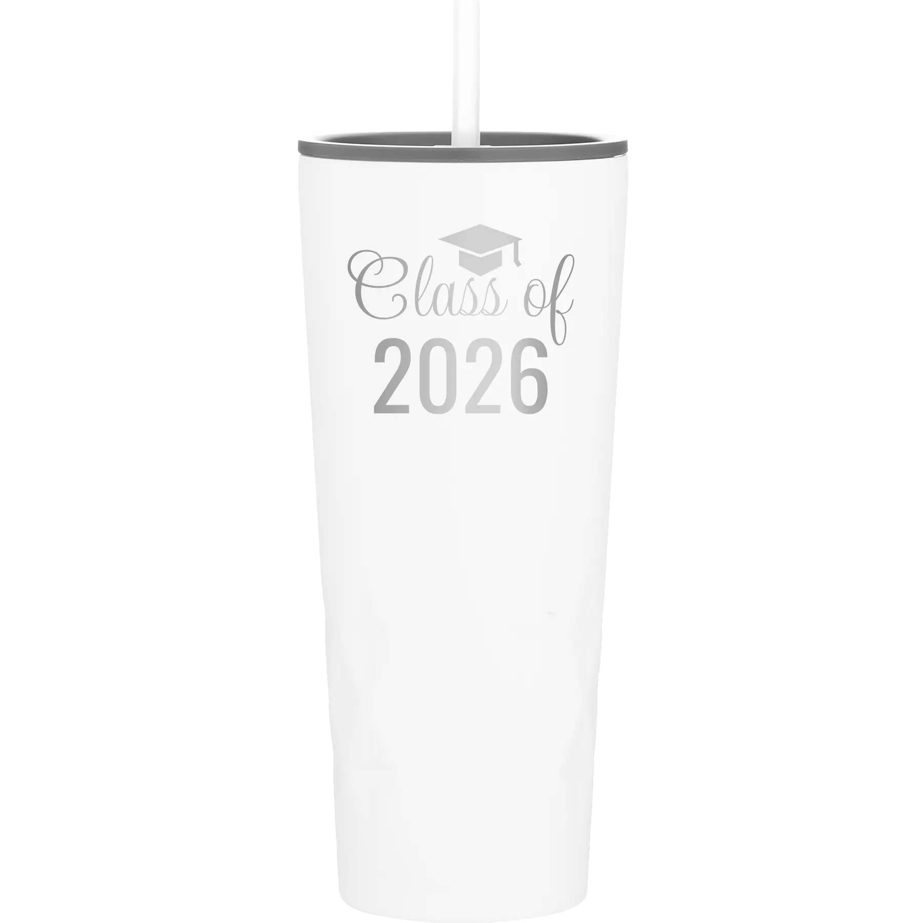 Personalized white 20 oz vacuum insulated tumbler with 'Class of' design