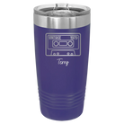 Personalized purple 20 oz vacuum insulated tumbler with 'Vintage tape' design