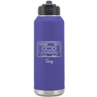 Personalized purple 32 oz vacuum insulated water bottle with 'Vintage tape' design