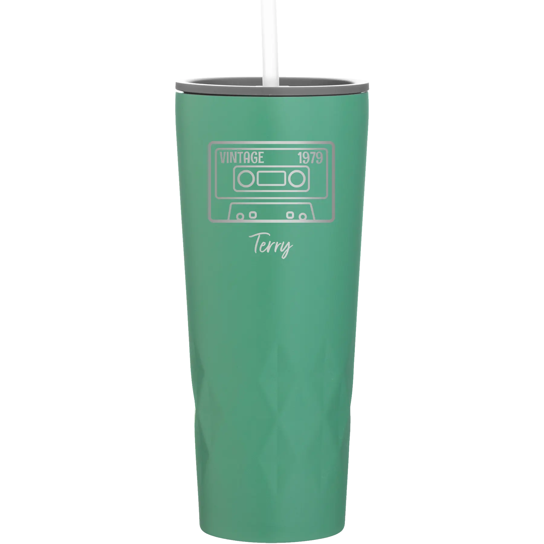 Personalized forage 20 oz vacuum insulated tumbler with 'Vintage tape' design
