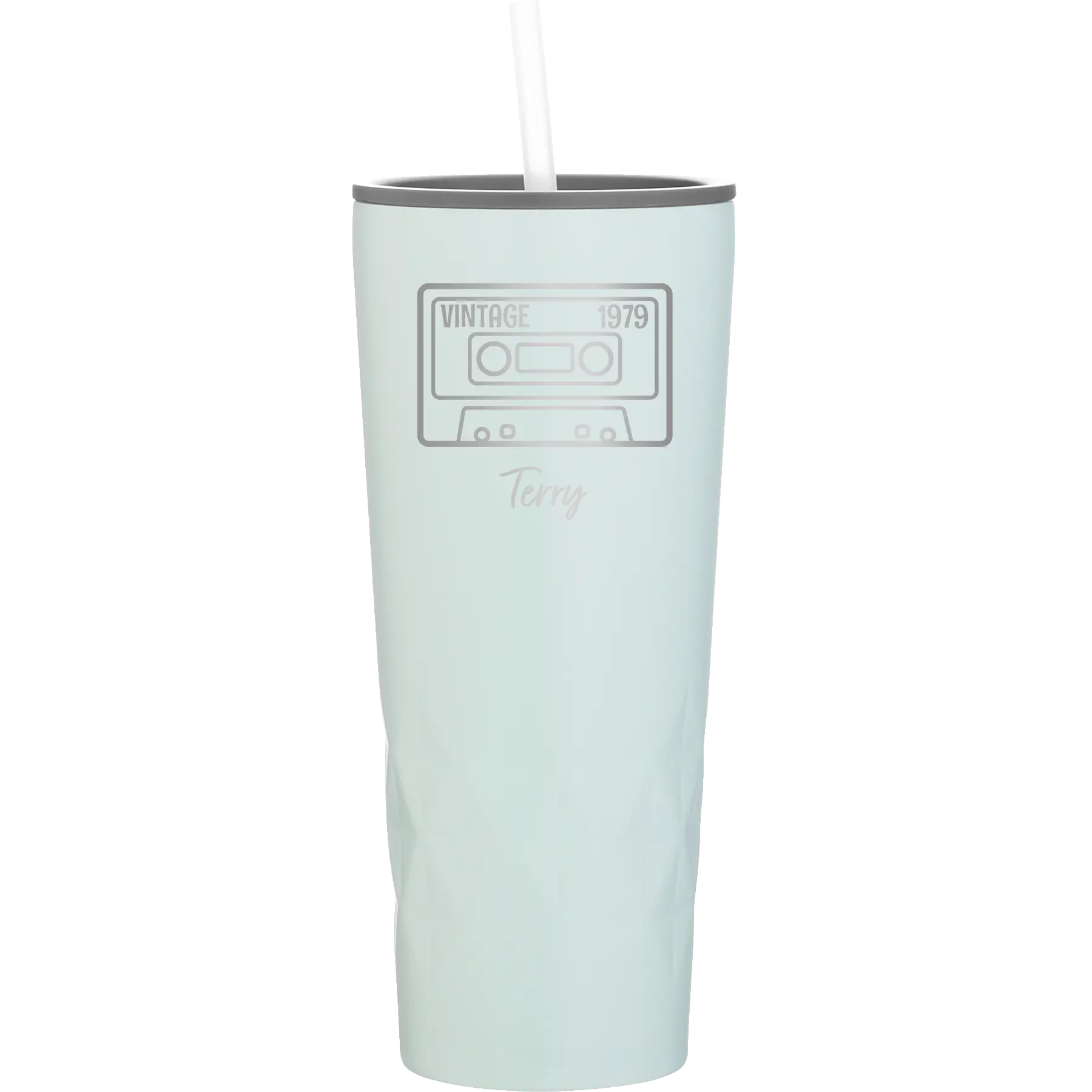 Personalized meadow 20 oz vacuum insulated tumbler with 'Vintage tape' design