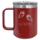 Personalized maroon 15 oz vacuum insulated coffee mug with 'Butterflies' design