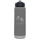 Personalized dark gray 20 oz vacuum insulated water bottle with 'Butterflies' design