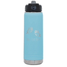 Personalized light blue 20 oz vacuum insulated water bottle with 'Butterflies' design