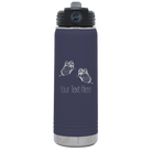 Personalized navy 20 oz vacuum insulated water bottle with 'Butterflies' design