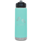 Personalized teal 20 oz vacuum insulated water bottle with 'Butterflies' design