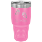 Personalized pink 30 oz vacuum insulated tumbler with 'Butterflies' design